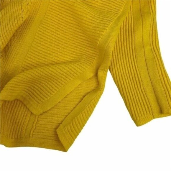 Cabi Yellow Pointelle Lightweight Cardigan V Neck in Sunflower Yellow - Picture 5 of 6